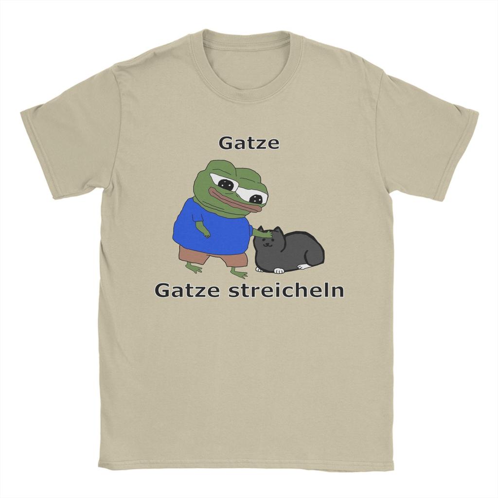 Klappa katt Husdjur Katt Meme T-shirt Män P-pepe Grodan Grym 100% Bomull T-shirts O-hals Kortärmade T-shirts Sommarkläder