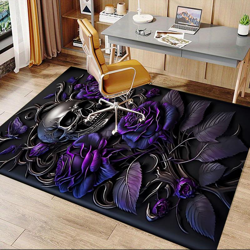 1pc Skull Roses Carpet, Office Rug Outdoor Mat Home Decor Area Carpet Festival