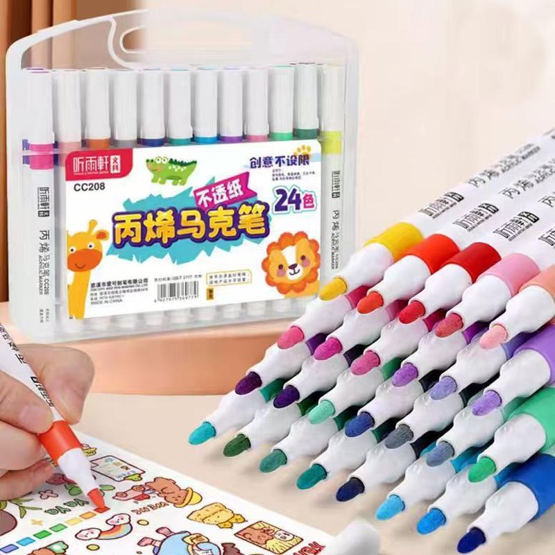 Waterproof and Opaque in Color Acrylic Marker Single Head Watercolor Pen Set Art Student Children's Special Hand Drawn Color Pen
