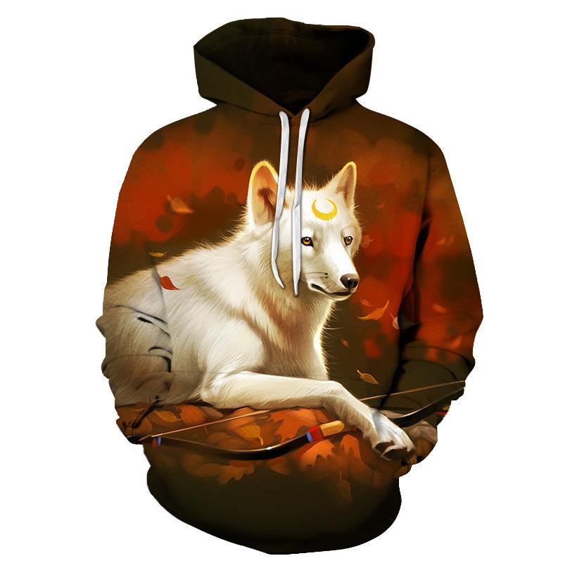 3D Sweater Digital Printing Personalized Wolf Head Pullover Hoodie Casual Sweater