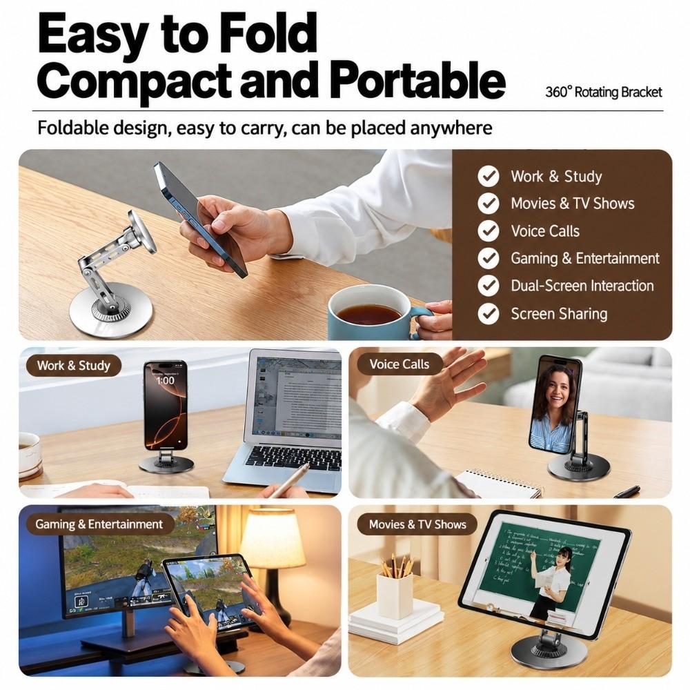 Rotatable Magnetic Desktop Phone Stand Adjustable Desk Phone Mount Foldable Phone Holder