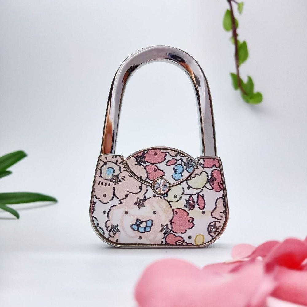 New Foldable Handbag Hook Cute Shape Portable Folding Bag Hook Alloy Material Lovely Design Purse Hanger Holder Home Decoration