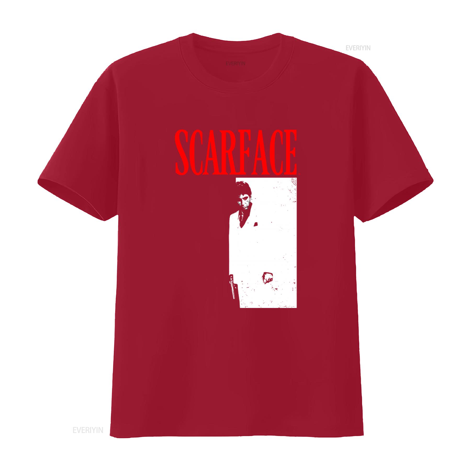 Scarface Tony Montana Mens T Shirt Vintage Movie Poster Design by Pacino Black Gangster Style vintage Washed Casual Soft S