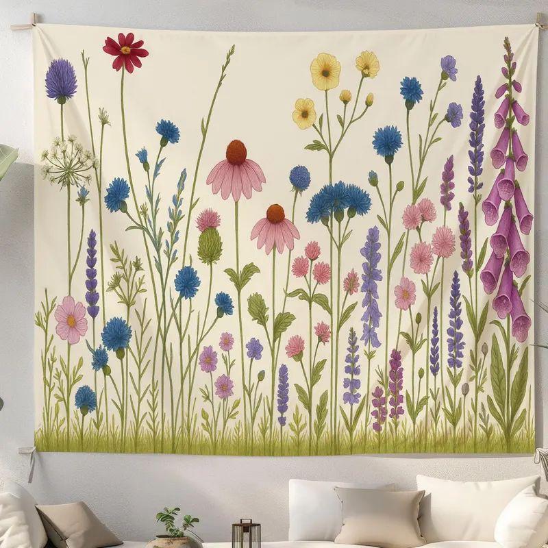Tapestry wildflower botanical colorful floral 75x100