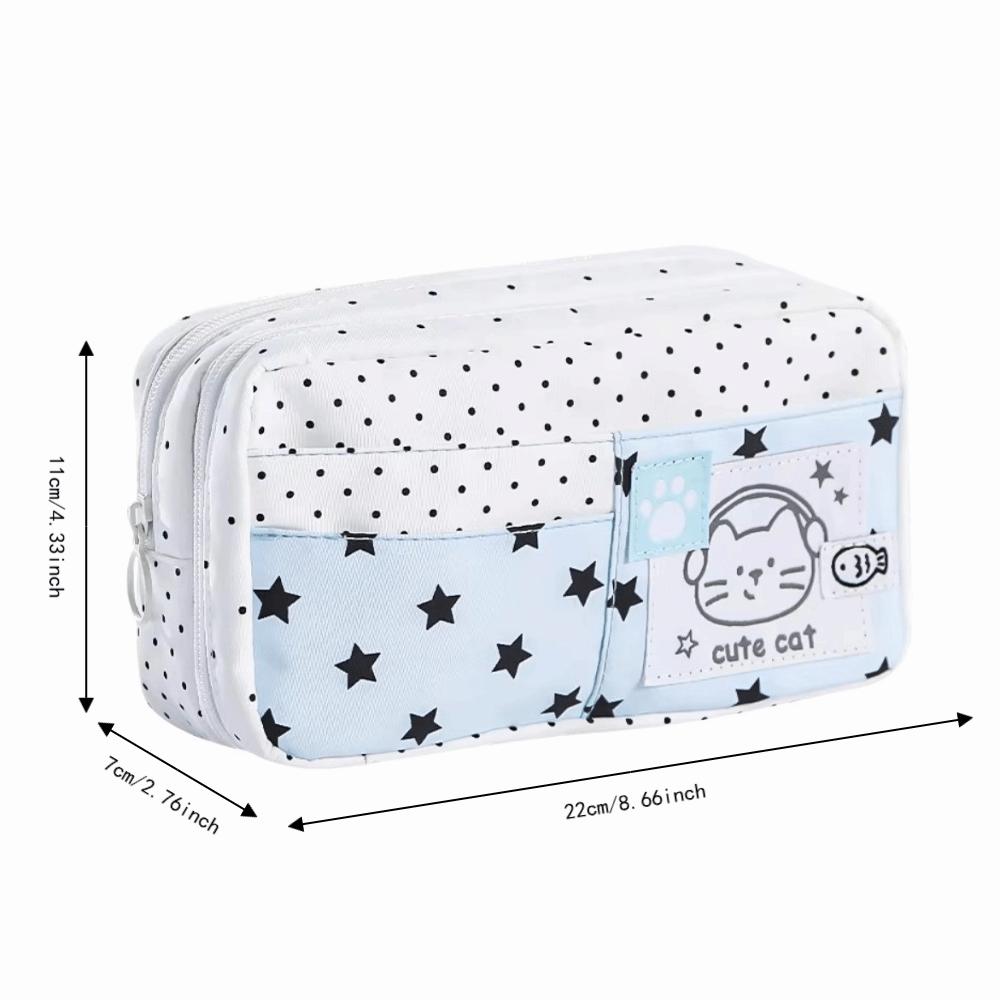 Multi-Layer Pencil Case Cat Pattern Stationery Bag Stationery Organizer Pen Bag Office