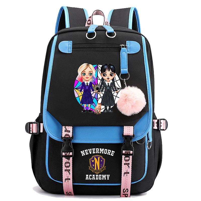 Wednesday Addams Backpack Nevermore Academy Student Boys Girls Schoolbag Travel Waterproof Fur Ball Laptop Backpack Notebook Bag