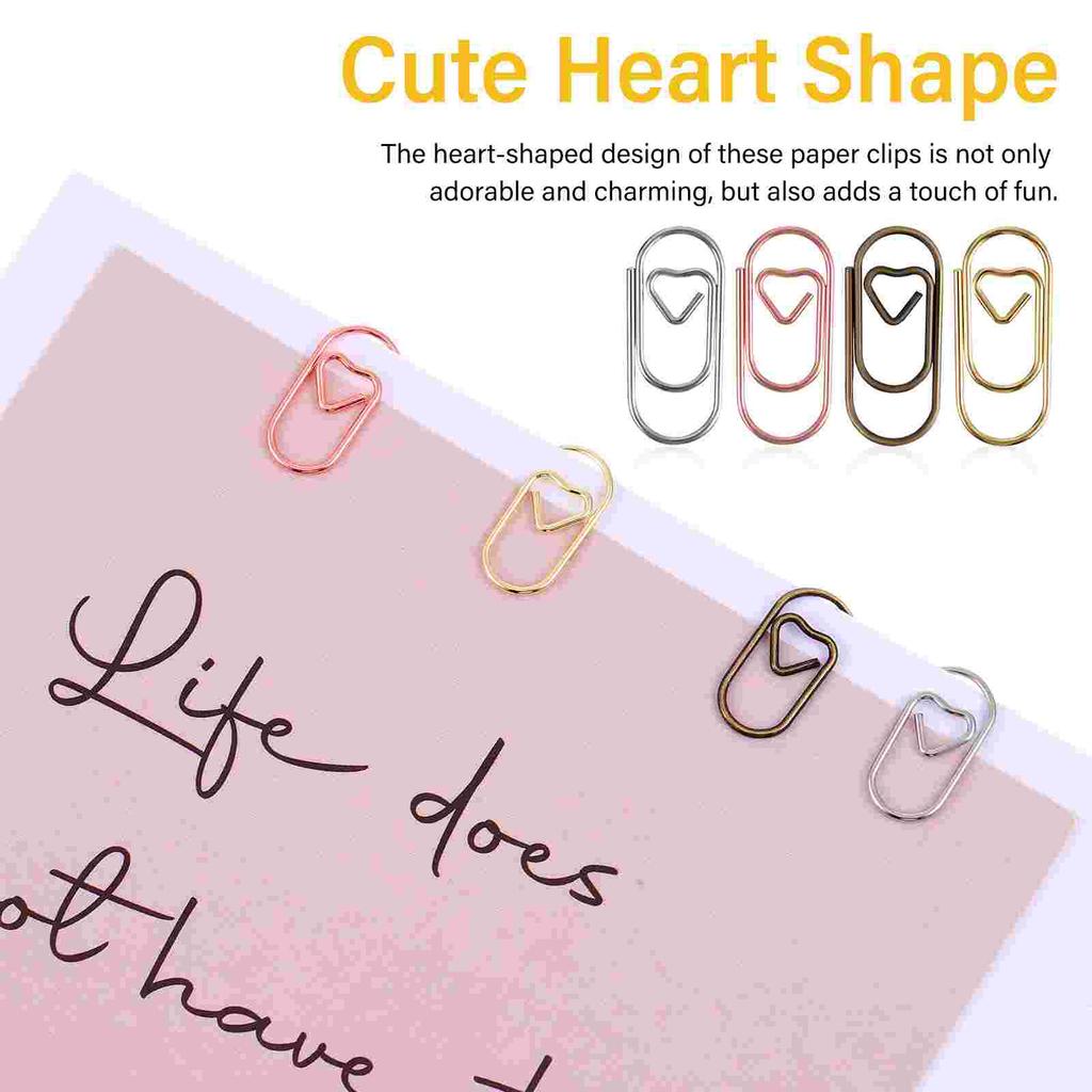 200 Pcs Mini Heart Shaped Metal Paper Clips Cute Decorative Binder Clips For Office Supplies Small Tiny Binderclips Teacher