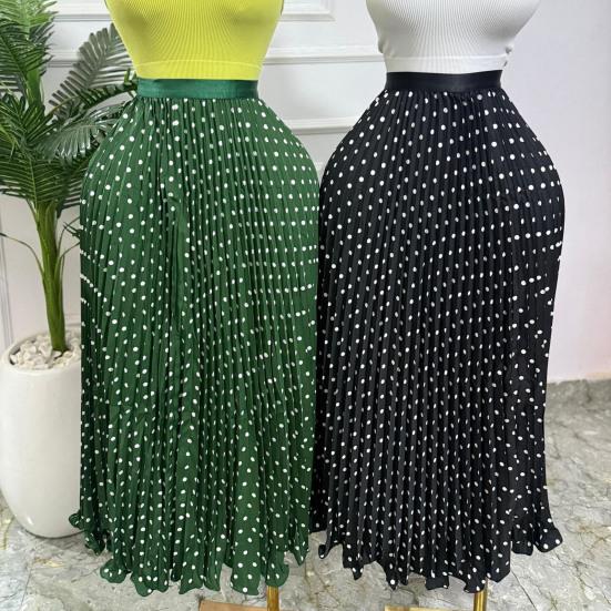 Gonna Donna Elastica Vita Alta Gonna Maxi a Linea A Modellante Ampio Fondo Stampa Pois Pieghettata Lunga per Uso Quotidiano Lavoro Tempo Libero