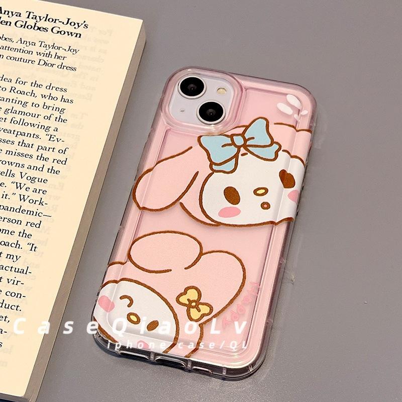 Korean cute puppy applies to apple 14 mobile phone case airbag couple iphone15promax new 11 silicone