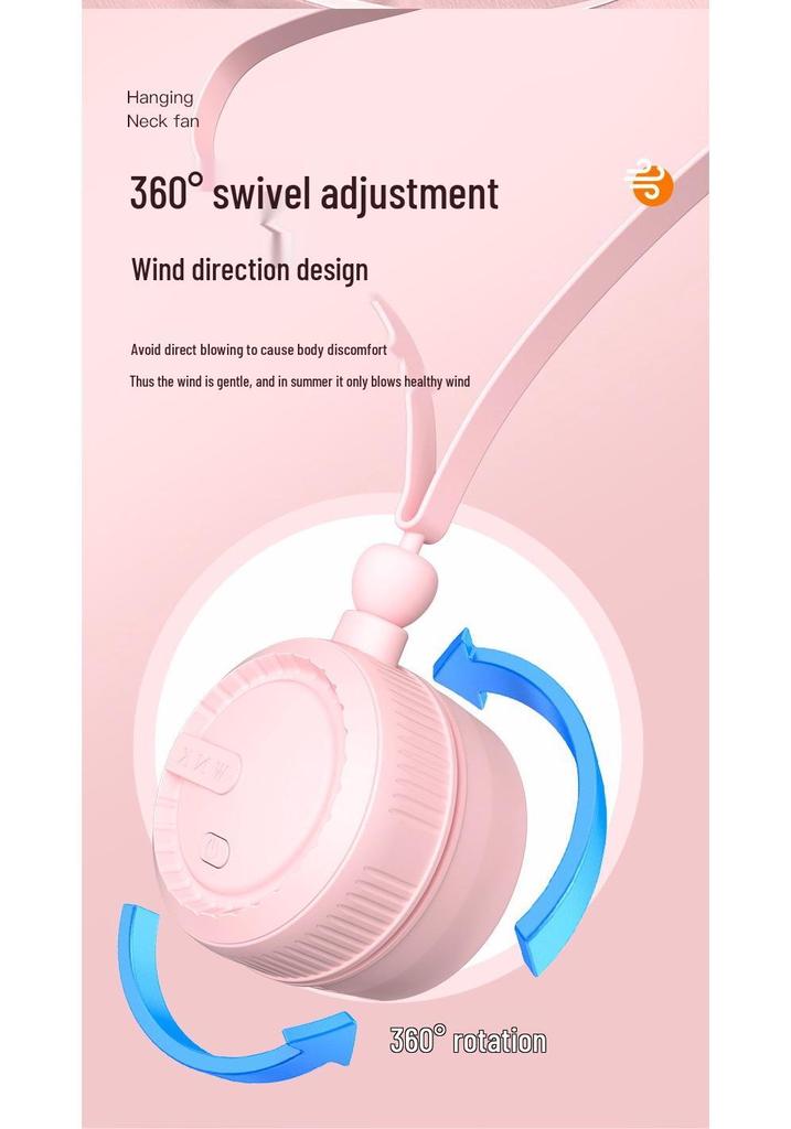 USB Rechargeable Neck-Hanging Mini Fan with Silicone Strap - Portable Summer Cooling Solution