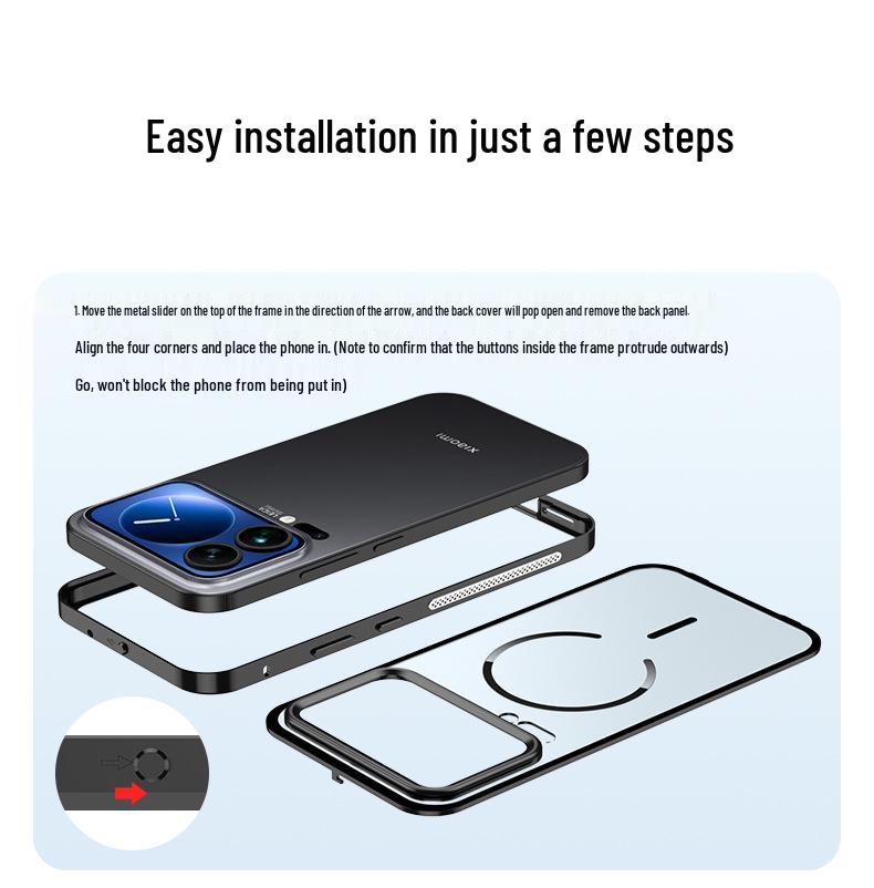 Xiaomi 17 Pro/Max Metal Frame Case with Frosted Back and Magnetic Ring