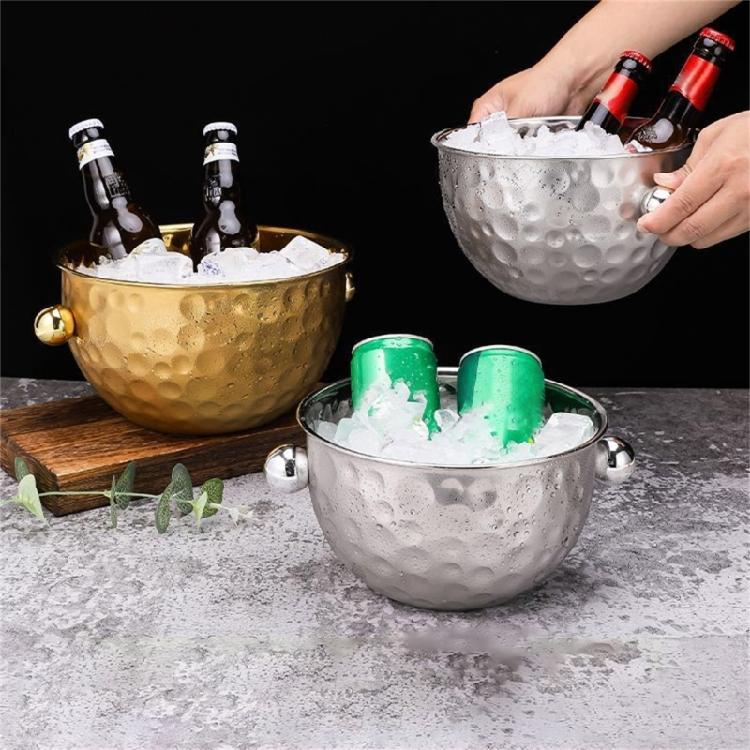 Modern Hammered Metal Ice Buckets Set Of 2 Gift Ice Container Set For Chilling Wine Beer And Cocktails At Gatherings