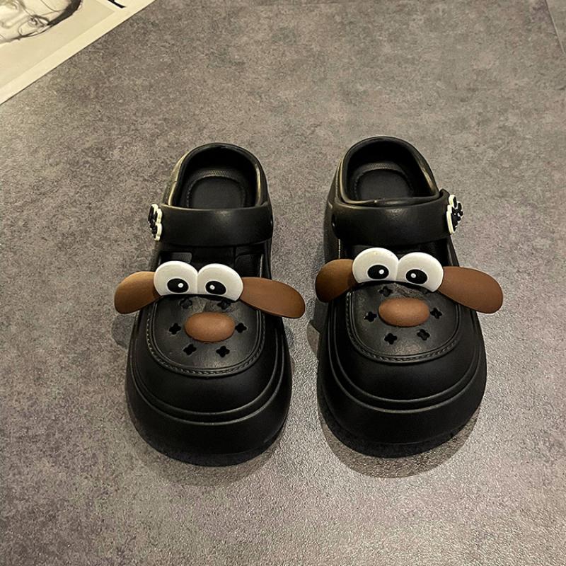 Fashion Cute DIY Cartoon Dog Fashion Clogs For Women Summer Platform Sandals Thick Sole Female Leisure Garden Shoes Home Street Slippers