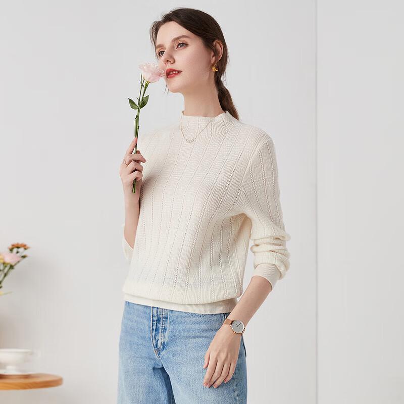 Zhaojun Damen Herbst/Winter Rollkragen Lochmuster Kaschmirpullover