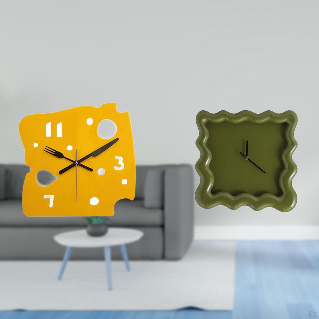 Nordic Minimalist Cheese Square Wall Clock Quiet Silent Accurate Acrylic Hanging for Office