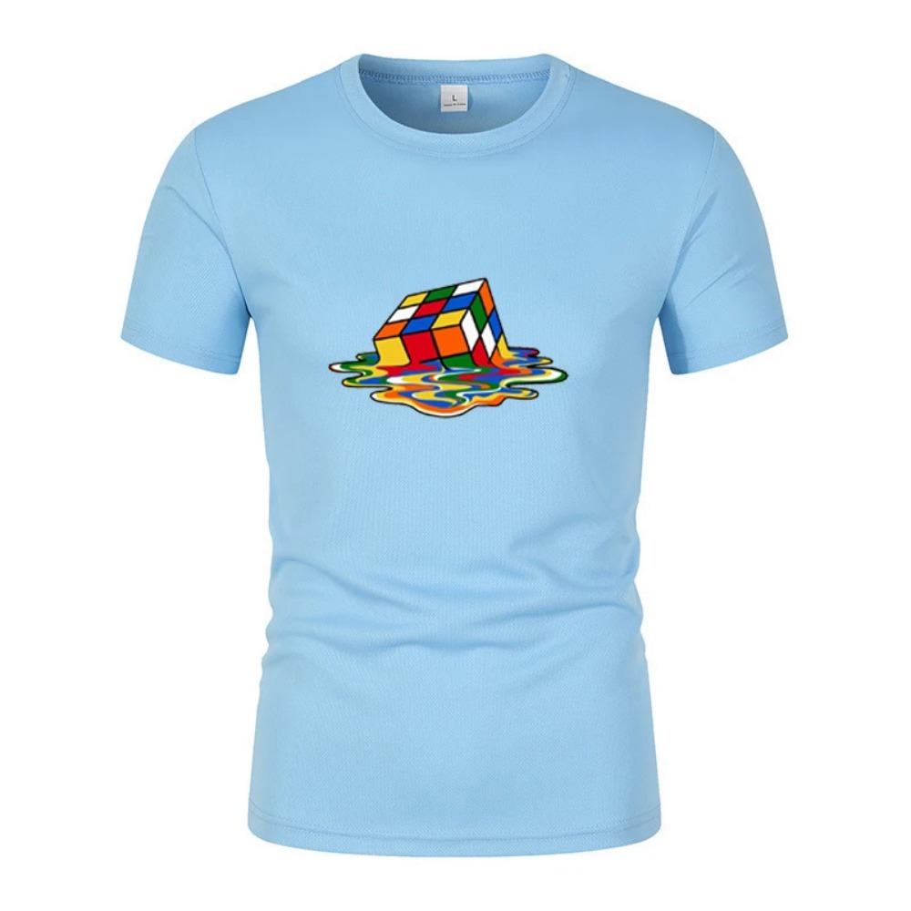 Summer New Fashionable And Interesting Rubik'S Printed Men'S Short-Sleeved T-Shirt Harajuku Street Casual Unisex Sports Top