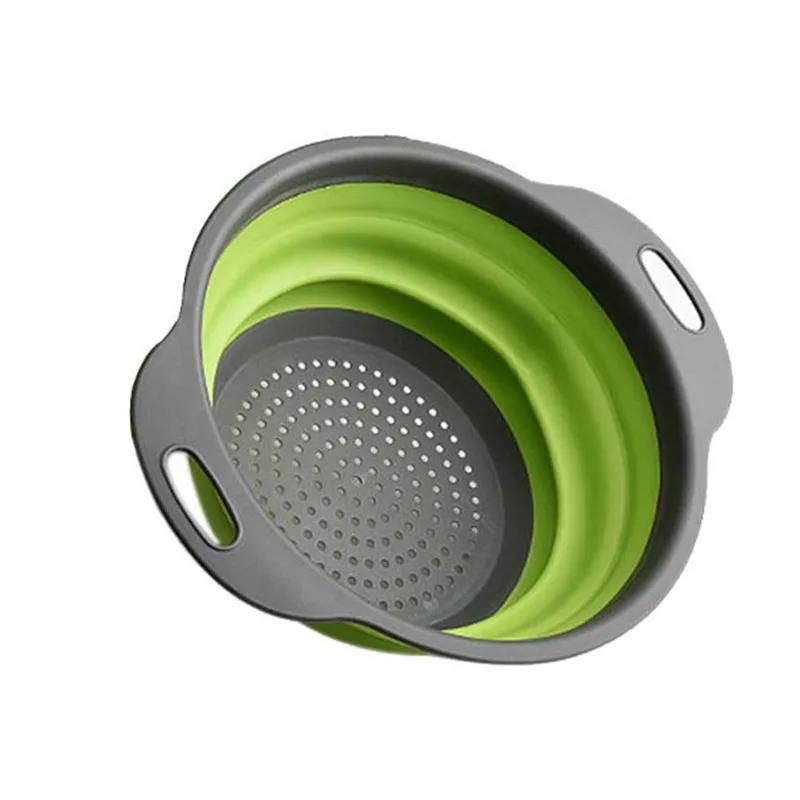 

Складное сито Корзина для мытья фруктов и овощей Дуршлаг Сушилка для посуды Силиконовый дуршлаг Складная сушилка Кухонные гаджеты 24x19.4cm зелёный