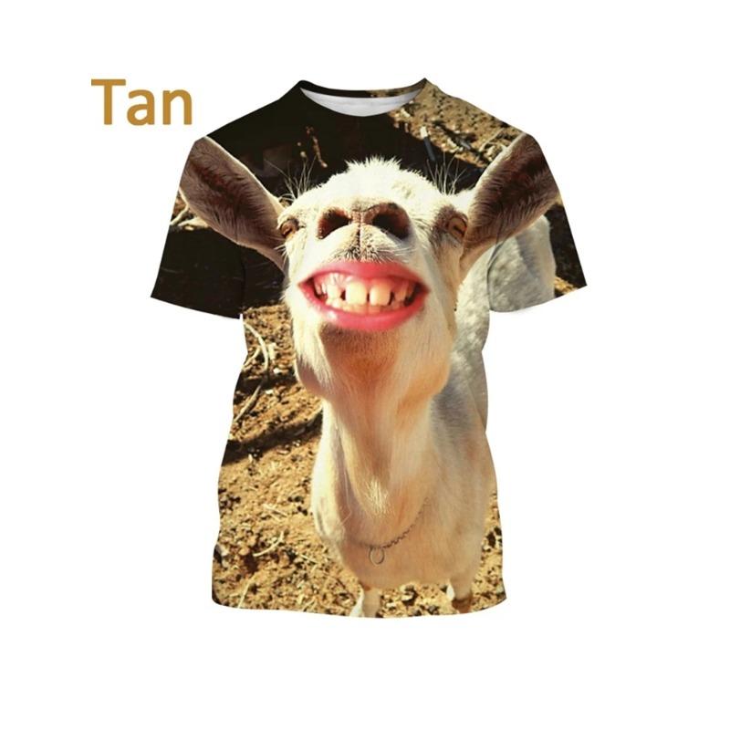 

Summer men s new fun animal goat T-shirt 3D printed top casual round neck short sleeved street S
