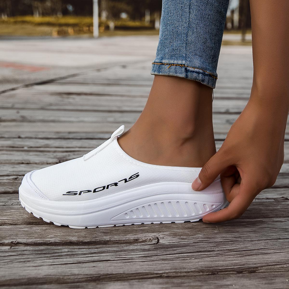 

Ladies Breathable Mesh Slippers with Thickened Shock - Absorbing Sole, Lightweight Semi - Anti - Slip Design. Purple and White Four 36 белый