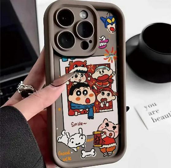 

New Year Cartoon Phone Case for Apple 13, 14, 15, 16, 17 Pro Max - Soft, Drop-proof. iPhone 13 Mini коричневый