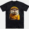 Cute Otter T-Shirt Yellow Winter Hat Scarf Animal Lover Gift