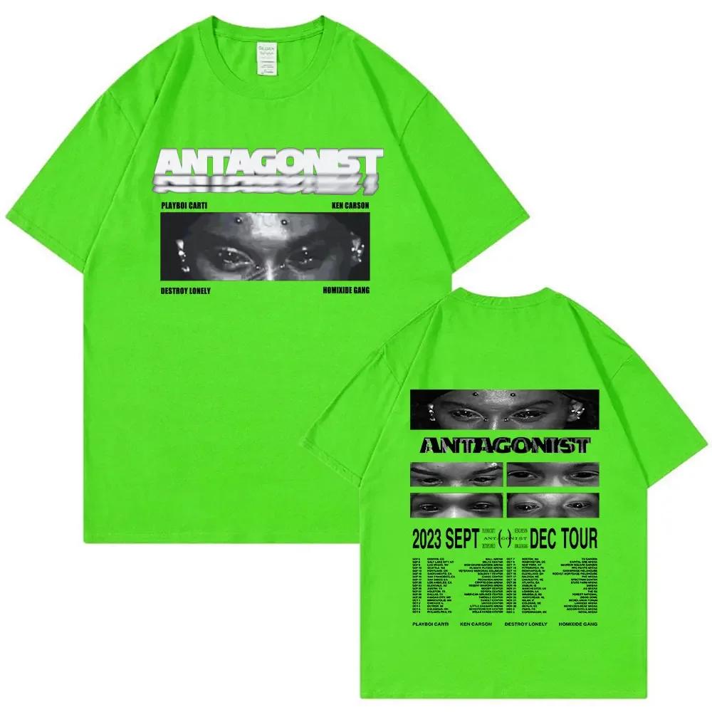 Rapper Playboi Carti Antagonist Tour Tshirt 2023 Concert Fans T Shirt Unisexs Fashion Hip Hop Short Sleeve Oversized Tshirts Bla
