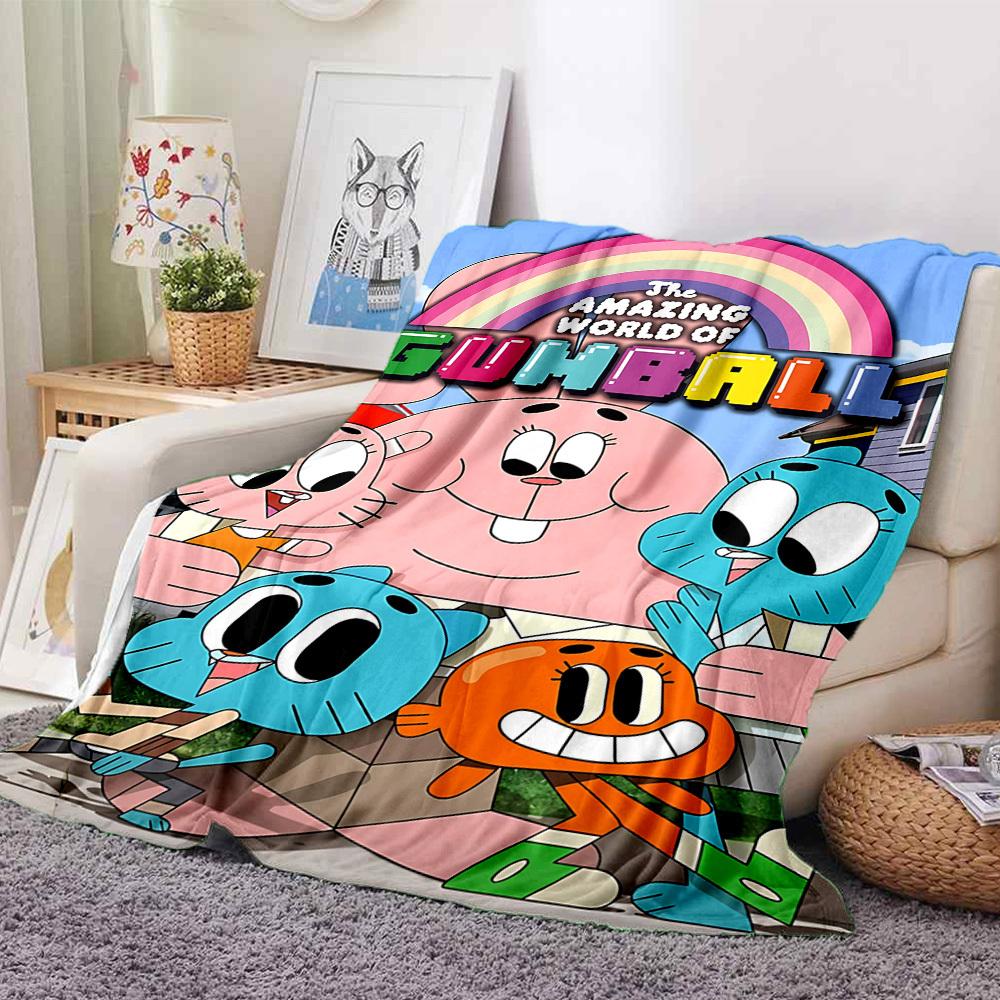 

1pc The Amazing World of Gumball Flannel Throw Blanket - HD Printed Lightweight Soft Warm All-Season Blanket for Sofa, Bed, Travel179 130cmx150cm