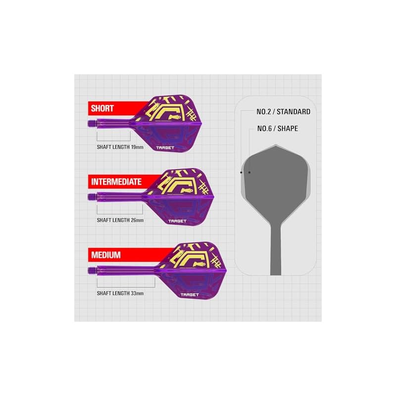 TARGET Darts LUKE LITTLER WORLD CHAMPION KFLEX Flight & Shaft System, No.2/No.6, KFLEX All-in-One Flight 3-Pack, Short (19mm)/In-Bite (26mm)/Medium