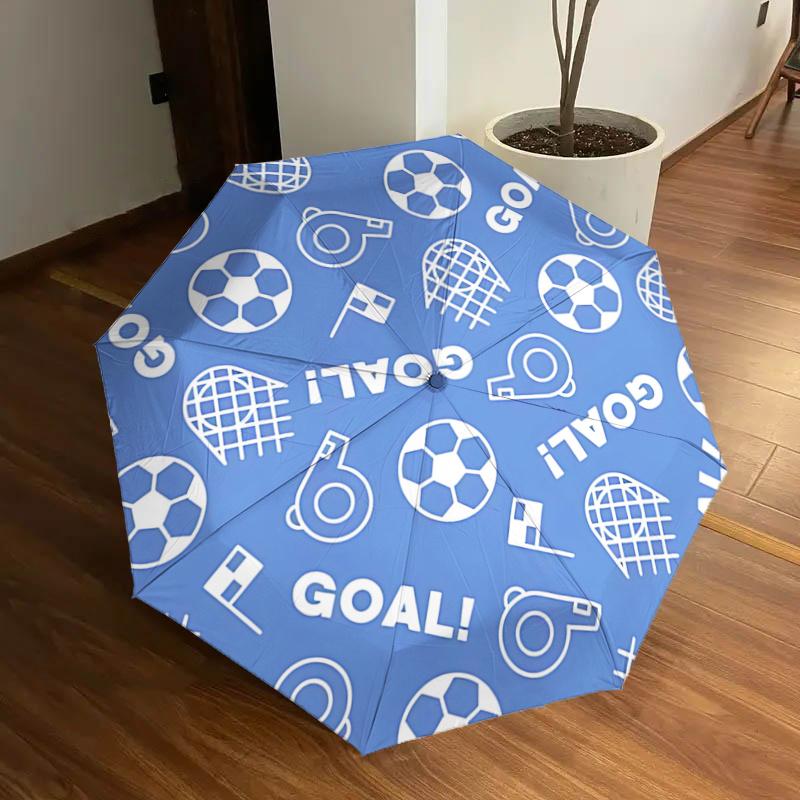 

Goal! Soccer-themed Automatic Opening/Closing Umbrella with Foldable Design, Ideal for Fans, Travelers, Daily Use, and Gifts - 8-Rib Iron Fr