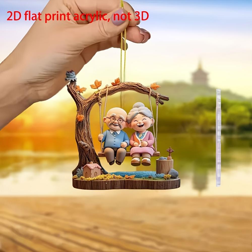 Lovely Grandparents Swing, 2D Flat Acrylic, Decoration, Suitable for Windows, Porch, Living Room, Gifts, Father's Day, Mother's Day