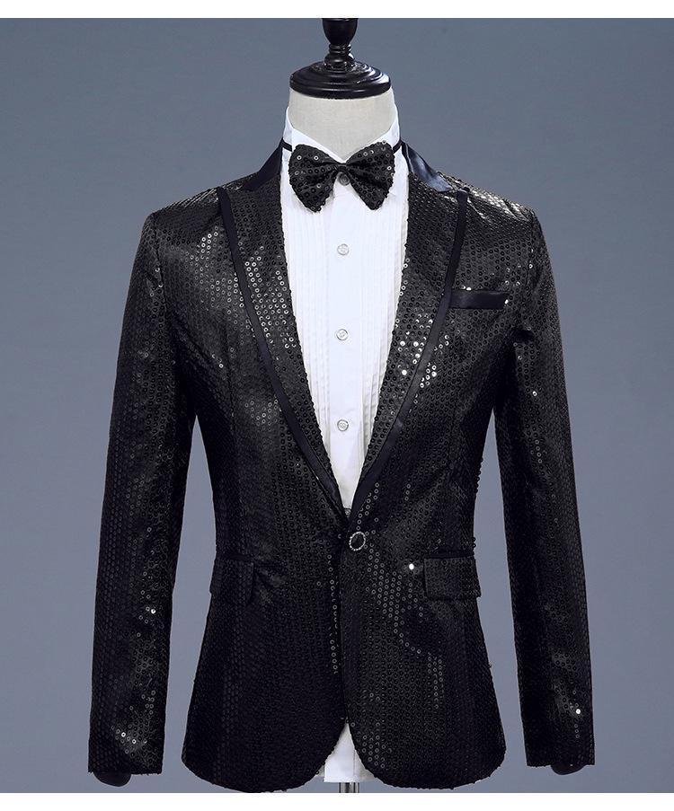 Men's Psy Style Sequin Performance Costume for Emcee, Singer, Choir, or Art Exam