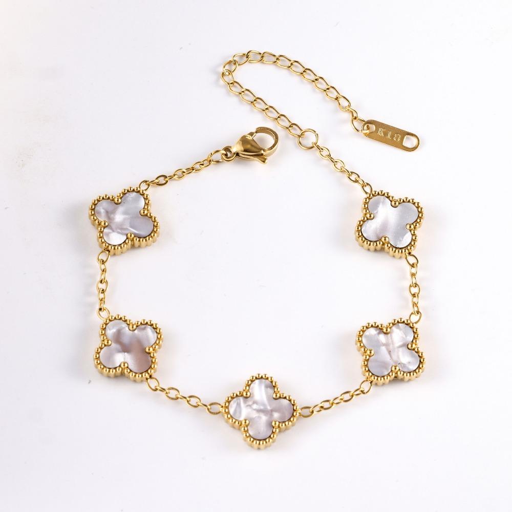 Bracelet Trèfle à Quatre Feuilles 13mm Bracelet Classique Cinq Fleurs Inaltérable