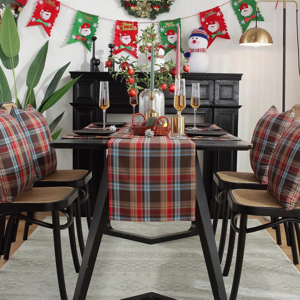 Ambiance de Noël Drapeaux de table Nappes Nappe festive rouge Drapeau de table Meuble TV Housse de table basse Serviette