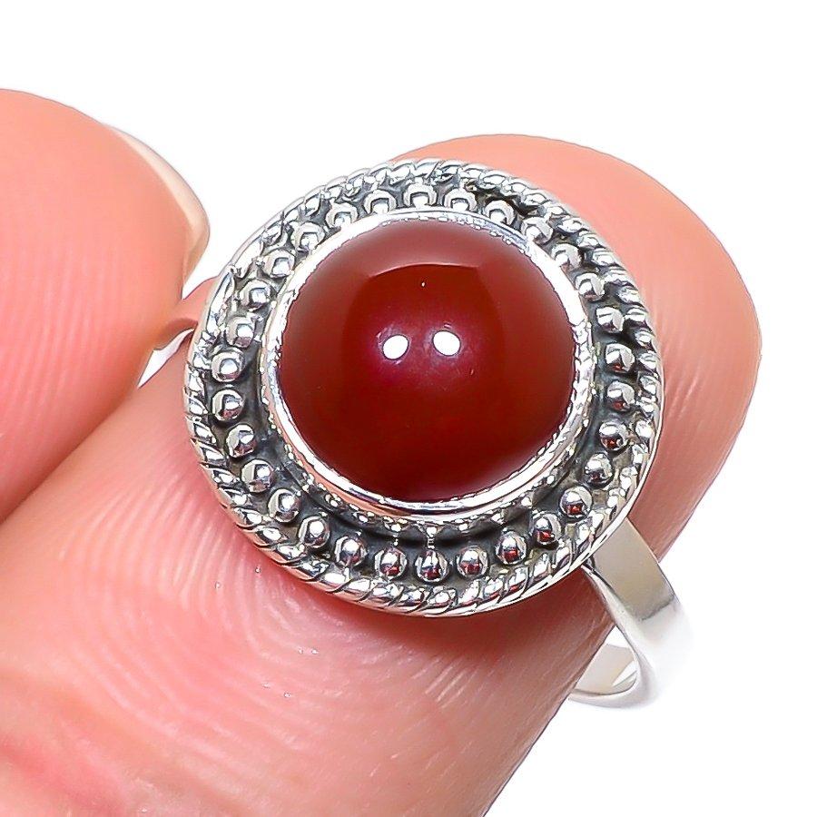 

Natural Carnelian Gemstone Handmade 925 Sterling Silver Jewelry Ring Size 9 n0O70
