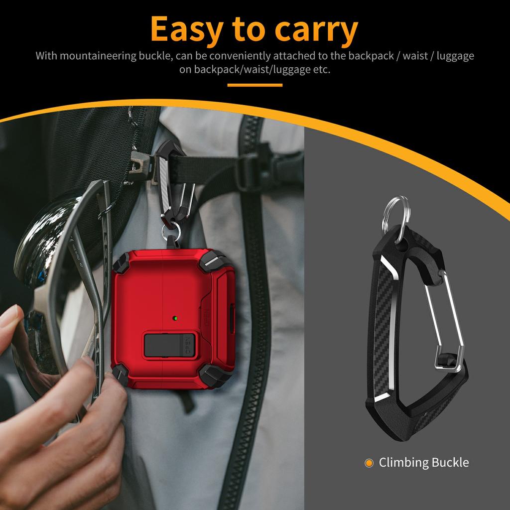 For Samsung Galaxy Buds3 Pro/Buds3 Case TPU + PC Magnetic Case Stand Bluetooth-Compatible Earbuds Cover with Carabiner