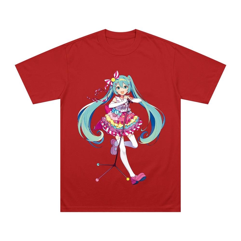

MIKU Северная Америка EXPO 2026 Северные футболки Хатсуне Комикс Мику Музыка Высококачественная Повседневная Хлопковая Футболка Унисекс С Круглым Вырезом Одежда XS красный