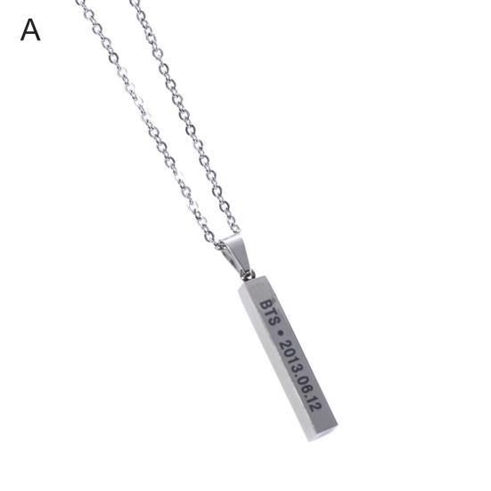 Pendant Necklace Cuboid Aesthetic Bright Luster Geometric Women Men Star Group Member Chain Necklace Jewelry Decoration Gift for Fans