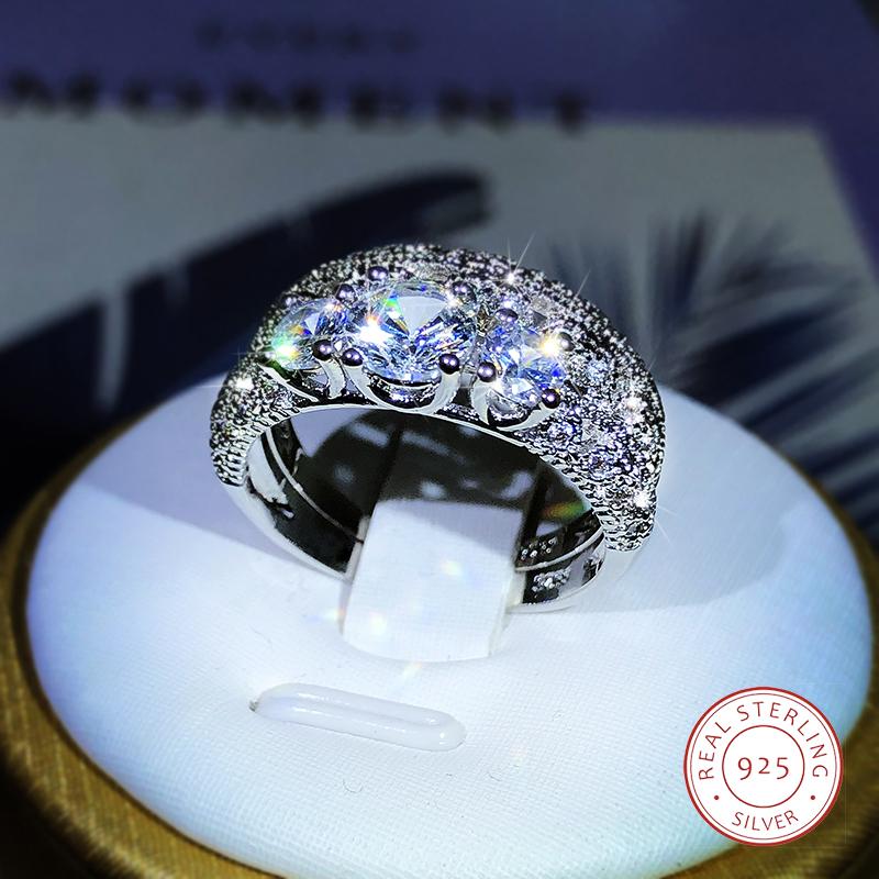 Exquisite Geometric AAAA+ White Zircon Ring   CopperRing For Ladies Fashion Jewelry Party Engagement Gift