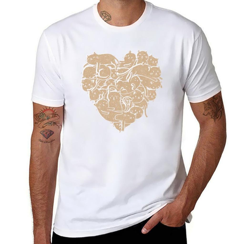 I Love Cats Heart TShirt Stylish Graphic Short Sleeve Top