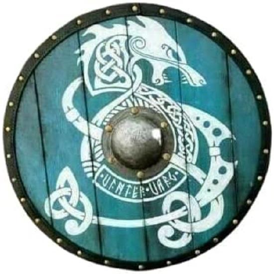 

Круглый щит воина-тамплиера викингов LARP 60,96 см синий