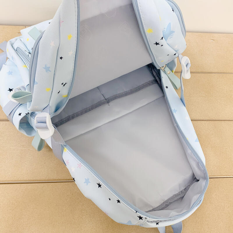 Cute Star-Print Nylon Backpack – Stylish & Lightweight School Bag for Girls, Teens, and Women