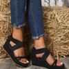 Shoes for Women  Fashion Casual Wedge Women's Sandals Summer Solid Color Open Toe Cross Sandals for Women Zapatos De Mujer