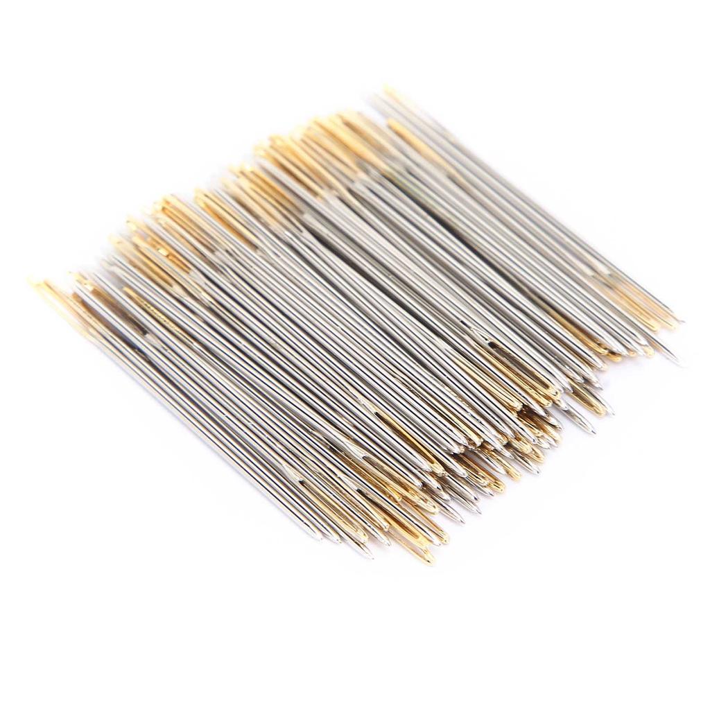 100Pcs Cross Stitch Needles Metal Large Eye Sewing Stitching Embroidery with Storage Box