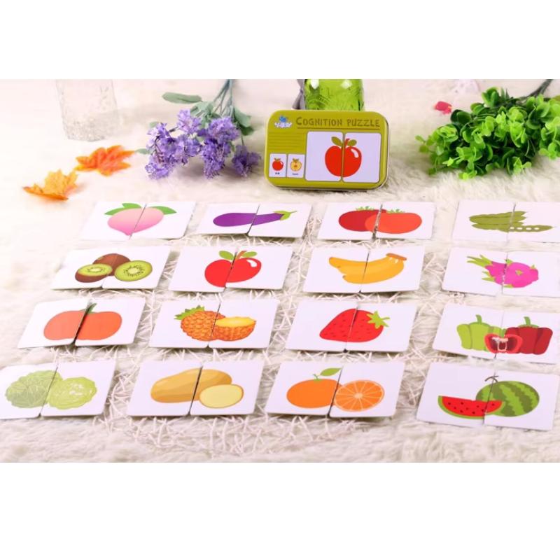 Baby Toys Infant Early Head Start Training Puzzle Cognitive Card Car Fruit Animal Life Set Pair Puzzle Baby Gift