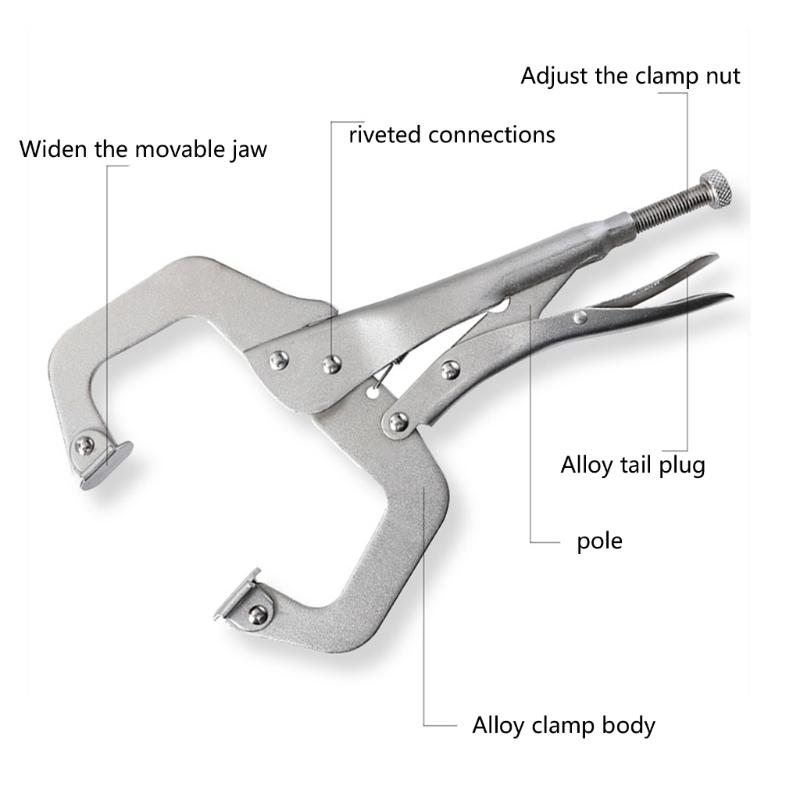 Locking C Clamp Locking Pliers Adjustable Welding Clamps Vises Regular Tip and Swivels Pad for Shop Home Farm Automotive