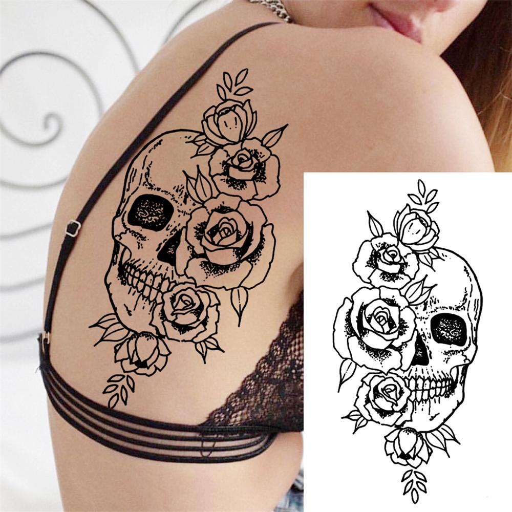 Realistische Nep Pioenroos Tijdelijke Tatoeages Voor Vrouwen Meisje Zwarte Roos Olifant Bloemen Tatoeage Sticker Tijger Anemoon Tatoeages Halfmouw