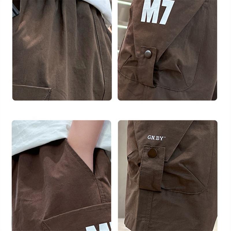 Summer Children's Cargo Shorts with Side Pocket for Boy Casual Knee Length Capris Kids Short Pants Boys' Shorts