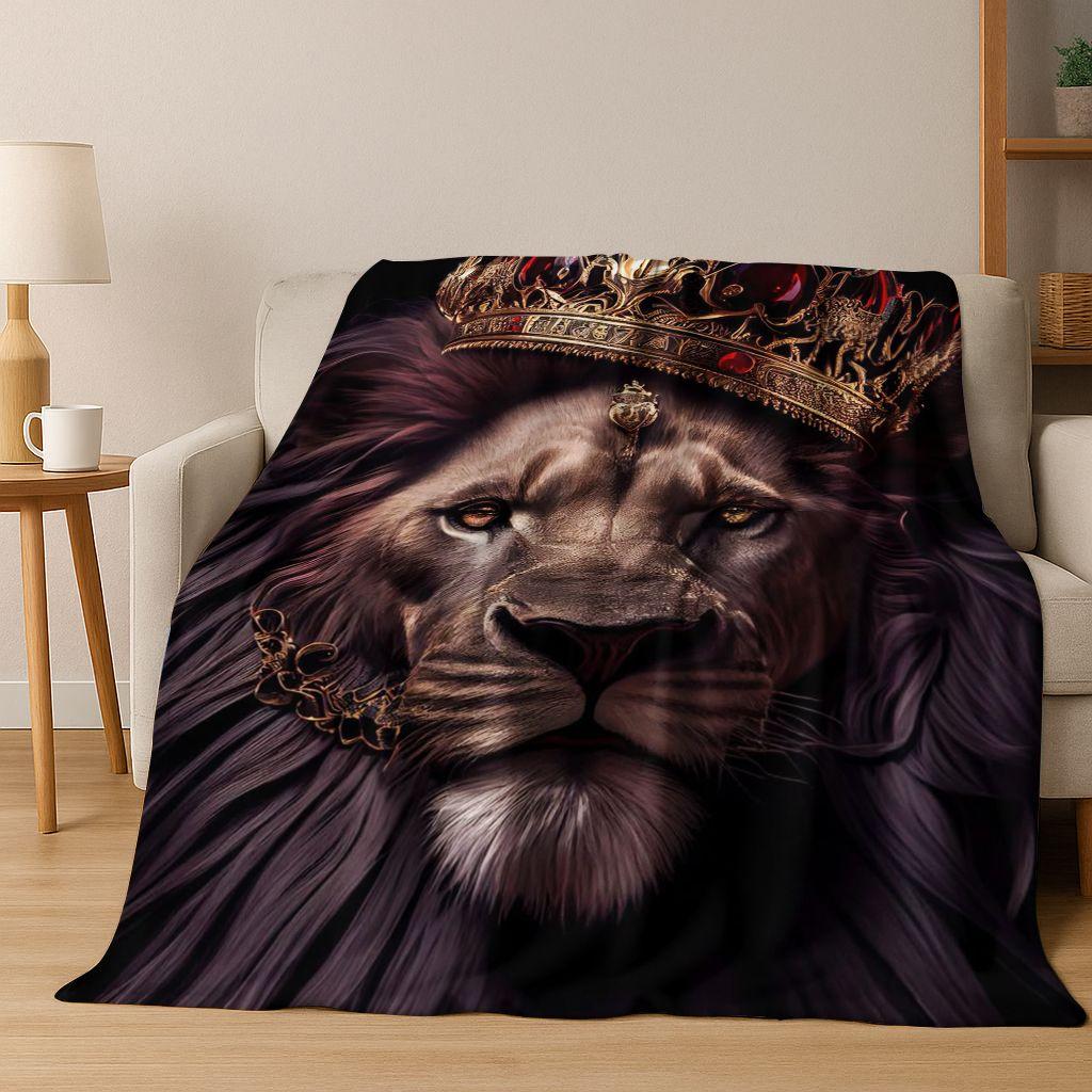 26 Style Wild Animal Lion Beast Cartoon Flannel Blanket,Warm Cozy Soft Throw Blanket for Home Bedroom Bed Sofa Picnic Cover Kids