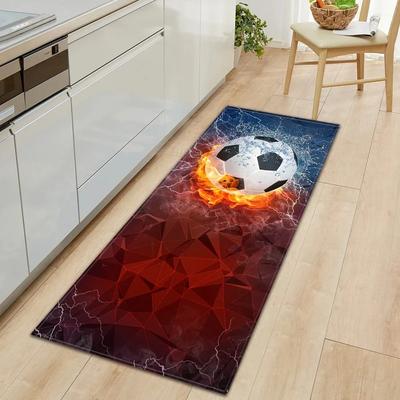 Non Slip Washable Sports Ball Special Effect Theme Runner Mat Dynamic Pattern Rug for Kitchen Hallway Bedroom Home Decor
