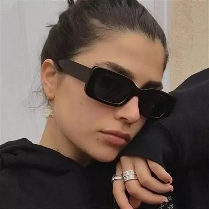 Small Rectangle Women Sun Glasses  Men Shades Retro Square Black Sunglasses  Luxury Glasses White Decoration Eyewear